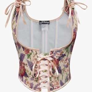 Floral Lace-Up Corset Top